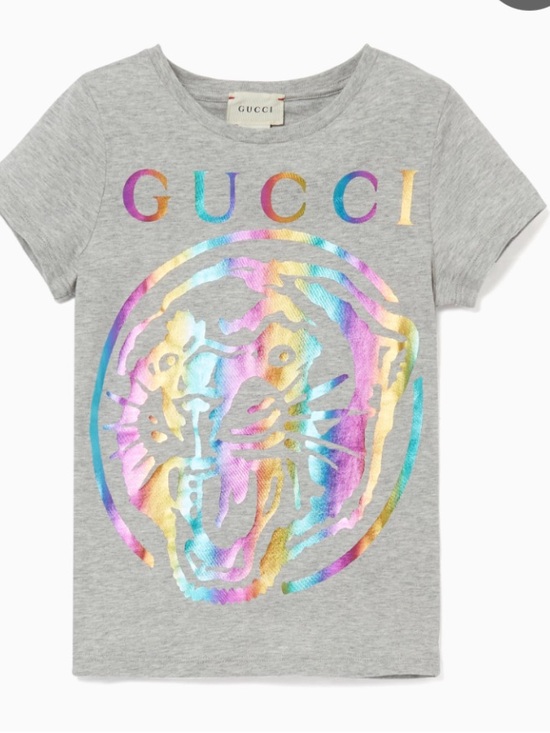 Gucci Other - Gucci girls 4T Grey Metallic Rainbow Tiger Logo T-Shirt